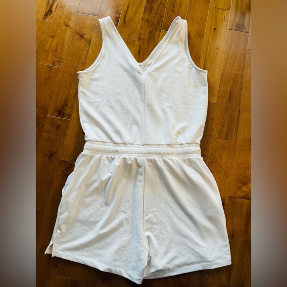 White Drawstring Tank Romper - Picture 2 of 3